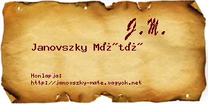 Janovszky Máté névjegykártya